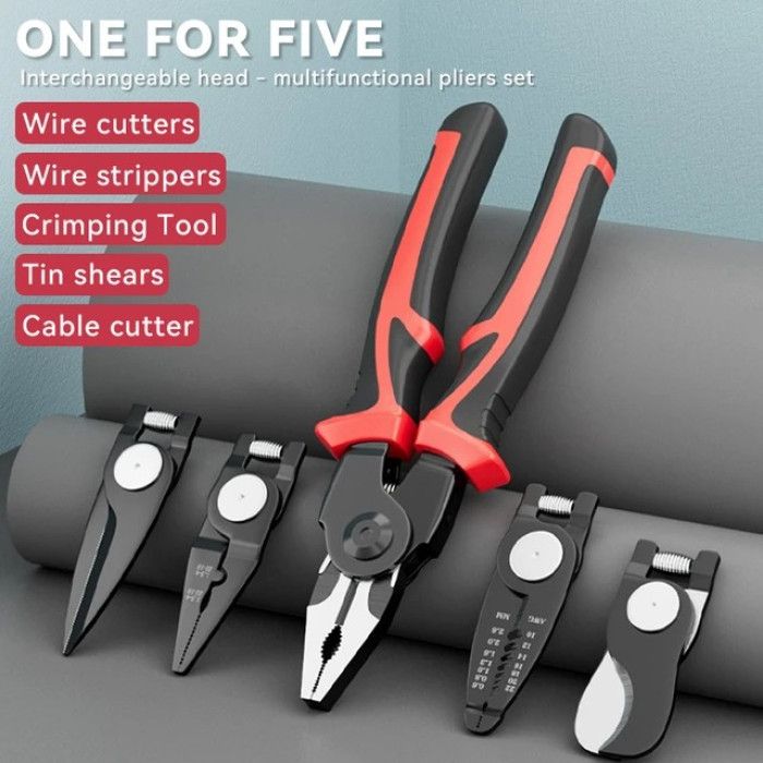 Multifunctional Electrician Pliers 5 in 1 Replaceable Wire Stripping Pliers Wire Cutting Needle Nosed Pliers Special Tools